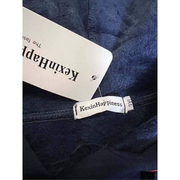 KexinHappiness NWT hoodie navy blue soft inside plus size 3XL - Picture 6 of 7